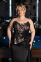 Robe Grande Taille Longue Satin Noir ABU6304