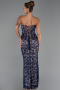 Robe de Soirée Longue Dantelle Bleu Marine ABU6303