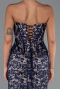 Robe de Soirée Longue Dantelle Bleu Marine ABU6303