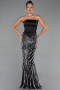 Robe Queue de Poisson Longue Perlé Noir ABU6315