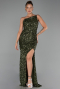 Robe de Soirée Longue Squameuse Kaki ABU6316