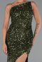 Robe de Soirée Longue Squameuse Kaki ABU6316