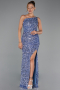 Robe de Soirée Longue Squameuse Indigo ABU6316