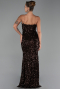 Robe de Soirée Longue Squameuse Brun ABU6316
