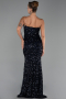 Robe de Soirée Longue Squameuse Bleu Marine ABU6316