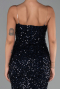 Robe de Soirée Longue Squameuse Bleu Marine ABU6316