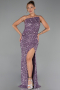 Robe de Soirée Longue Squameuse Lilas ABU6316