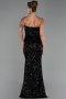 Robe de Soirée Longue Squameuse Noir ABU6316