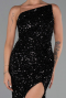 Robe de Soirée Longue Squameuse Noir ABU6316