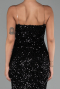 Robe de Soirée Longue Squameuse Noir ABU6316