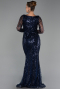 Robe de Soirée Longue Perlé Bleu Marine ABU6317