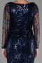Robe de Soirée Longue Perlé Bleu Marine ABU6317