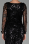Robe de Soirée Longue Perlé Noir ABU6317