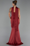 Robe Queue De Poisson Satin Longue Rouge Bordeaux ABU6086