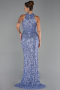 Robe de Soirée Longue Squameuse Indigo ABU5135