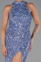 Robe de Soirée Longue Squameuse Indigo ABU5135