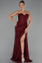 Robe de Soirée Longue Dantelle Rouge Bordeaux ABU5642