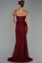 Robe de Soirée Longue Dantelle Rouge Bordeaux ABU5642