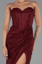Robe de Soirée Longue Dantelle Rouge Bordeaux ABU5642