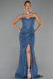 Robe de Soirée Longue Dantelle Indigo ABU5642