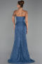Robe de Soirée Longue Dantelle Indigo ABU5642