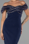 Robe De Soirée Midi Bleu Marine ABK2658