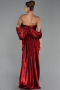 Robe de Soirée Longue Mousseline Rouge Bordeaux ABU6306