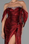 Robe de Soirée Longue Mousseline Rouge Bordeaux ABU6306