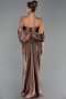 Robe de Soirée Longue Mousseline Brun ABU6306