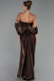 Robe de Soirée Longue Mousseline Brun foncé ABU6306