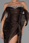 Robe de Soirée Longue Mousseline Brun foncé ABU6306