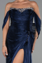 Robe de Soirée Longue Mousseline Bleu Marine ABU6306