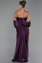 Robe de Soirée Longue Mousseline Violet ABU6306