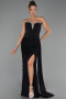 Robe de Soirée Longue Dantelle Noir ABU6319