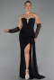 Robe de Soirée Longue Dantelle Noir ABU6319