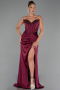 Robe de Soirée Longue Satin Prune ABU6320
