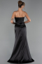 Robe de Soirée Longue Satin Noir ABU6320
