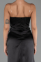 Robe de Soirée Longue Satin Noir ABU6320