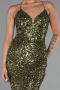 Robe de Soirée Longue Squameuse Kaki ABU6321