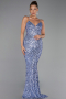Robe de Soirée Longue Squameuse Indigo ABU6321