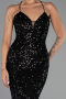 Robe de Soirée Longue Squameuse Noir ABU6321