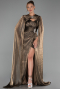 Robe de Soirée Longue Mousseline Brun ABU6296