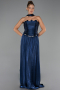 Robe de Soirée Longue Mousseline Bleu Marine ABU6322