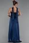 Robe de Soirée Longue Mousseline Bleu Marine ABU6322