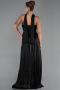 Robe de Soirée Longue Mousseline Noir ABU6322