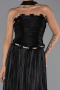 Robe de Soirée Longue Mousseline Noir ABU6322