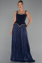 Robe de Soirée Longue Mousseline Bleu Marine ABU6323