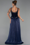Robe de Soirée Longue Mousseline Bleu Marine ABU6323