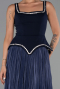 Robe de Soirée Longue Mousseline Bleu Marine ABU6323