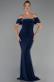 Robe de Soirée Longue Bleu Marine ABU6324
